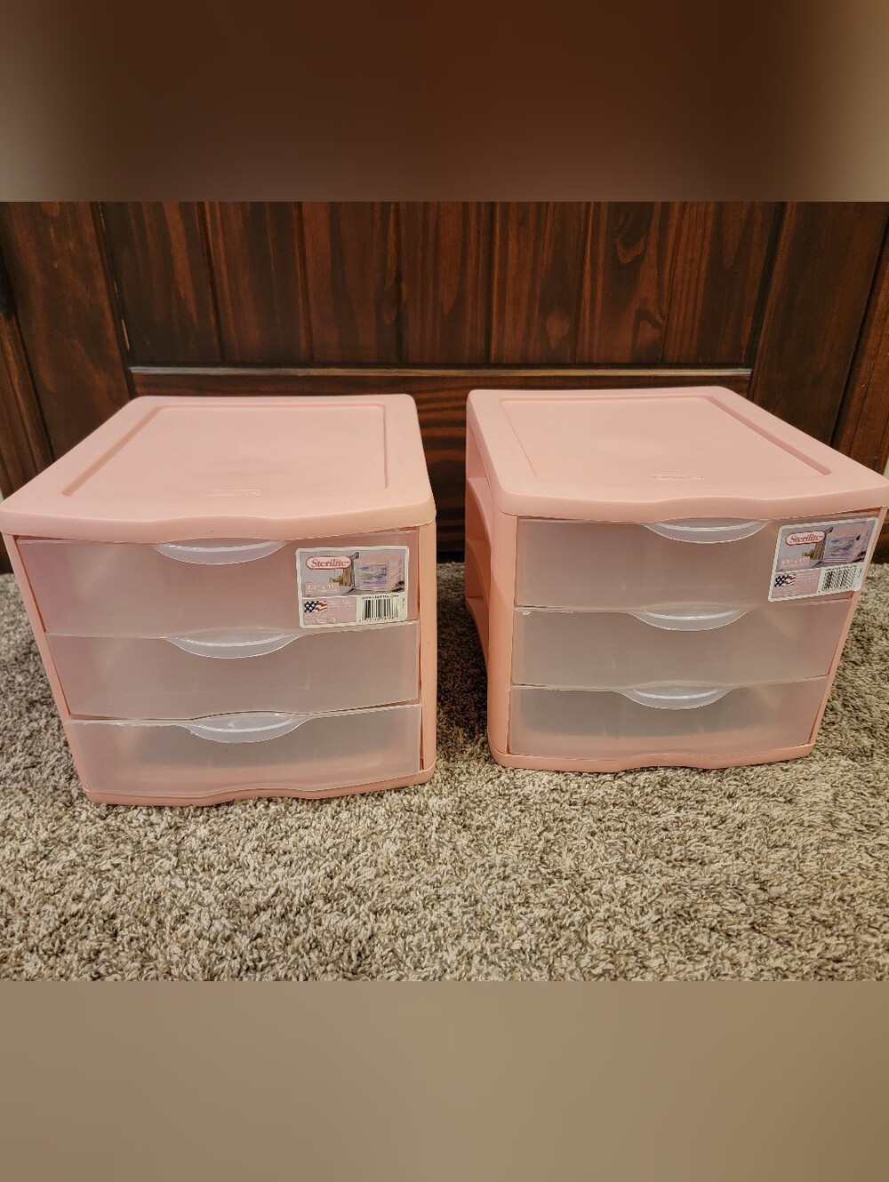 Pink 3-Drawer Plastic Organizers